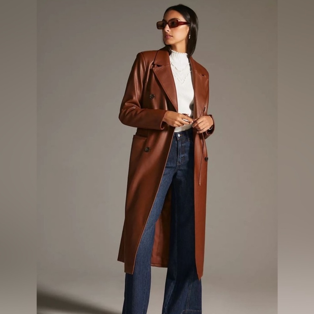 Avec Les Filles Faux Leather Trench Coach